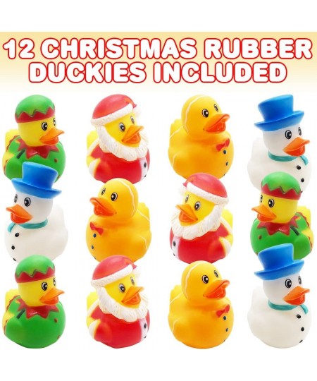 Christmas Rubber Duckies for Kids Pack of 12 Xmas Themed Duck Bathtub Pool Toys Fun Carnival and Christmas Party Supplies Bir...