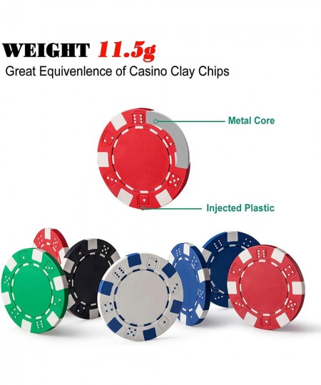 Deluxe Poker Chip Set Poker Chip Set 300PCS Poker Chips with Aluminum Case 11.5 Gram Casino Chips Set for Texas Holdem Blackj...