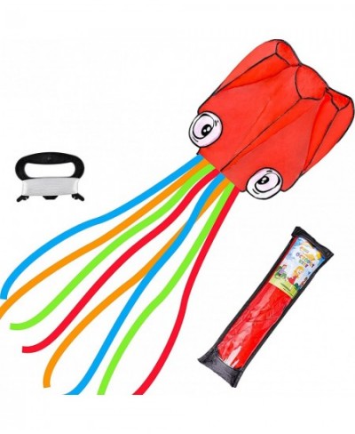 Red Large Octopus Kite with Long Colorful Tails Easy to Fly Gaint Kites for Kids and Adults with 262.5 ft Kite String Large B...