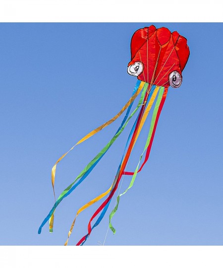 Red Large Octopus Kite with Long Colorful Tails Easy to Fly Gaint Kites for Kids and Adults with 262.5 ft Kite String Large B...