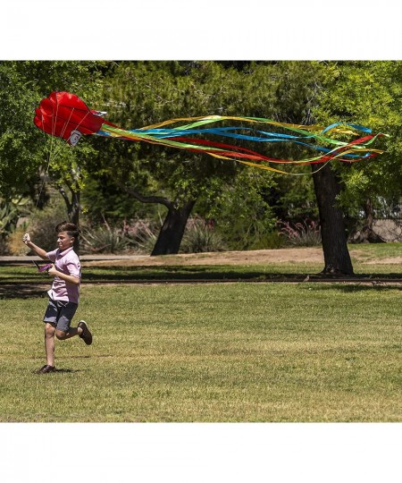 Red Large Octopus Kite with Long Colorful Tails Easy to Fly Gaint Kites for Kids and Adults with 262.5 ft Kite String Large B...