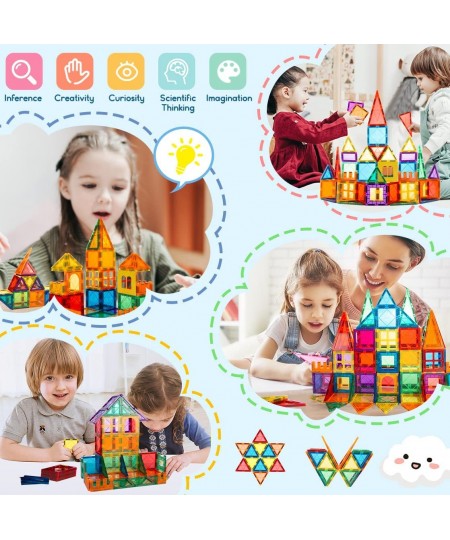 Magnetic Tiles 65 Piece Colorful Magnetic Blocks Set with car Unique Clear 3D Magnetic Building Blocks for 3+ Years Old Boys ...