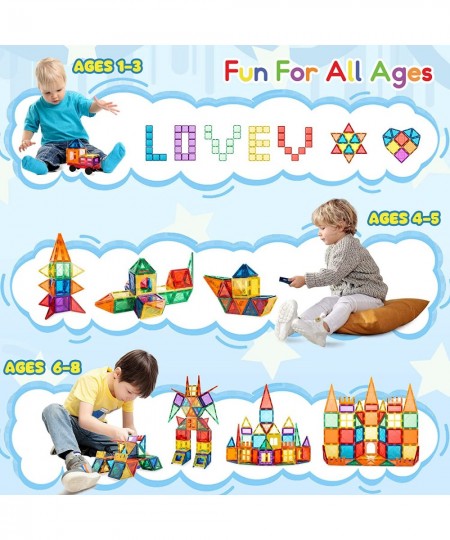 Magnetic Tiles 65 Piece Colorful Magnetic Blocks Set with car Unique Clear 3D Magnetic Building Blocks for 3+ Years Old Boys ...