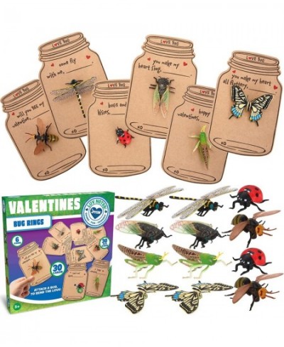 30 Pcs Valentines Day Gift Cards Realistic Bug Toy Set for Kids Valentine's Classroom Exchange Party Favor Toys Valentine Gif...