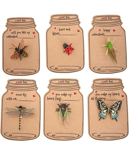 30 Pcs Valentines Day Gift Cards Realistic Bug Toy Set for Kids Valentine's Classroom Exchange Party Favor Toys Valentine Gif...