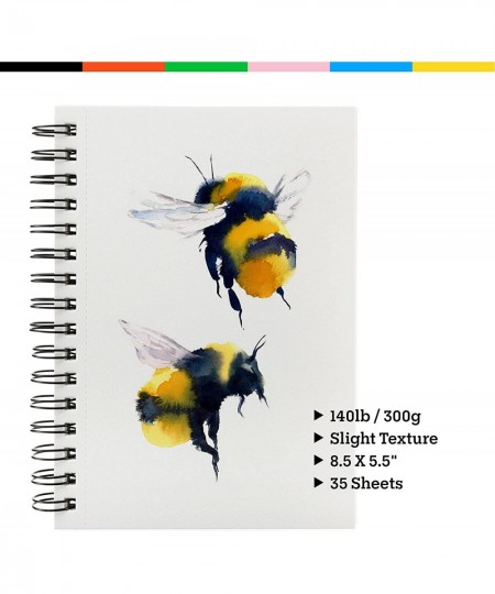 5.5 x 8.5 in Watercolor Sketchpad Mini Book - 2 pack x 35 Sheets Each- Spiral Bound and Microperforated - 300gsm / 140lb 8.5x...