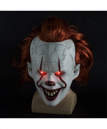 Creepy LED Clown Mask with Glove Light-Up Scary IT Mask with Claw Halloween Killer Joker Cosplay Masks for Party Clown role-p...