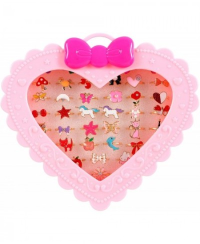 36 Pcs Little Girl Jewelry Rings Children Kids Rings Gift Jewelry Adjustable Rings in Box Girl Pretend Play and Dress up Ring...