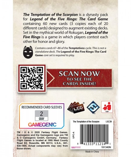 Legend of The Five Rings: The Card Game The Temptation of The Scorpion Dynasty Pack | Strategy Game for Adults and Teens | Ag...