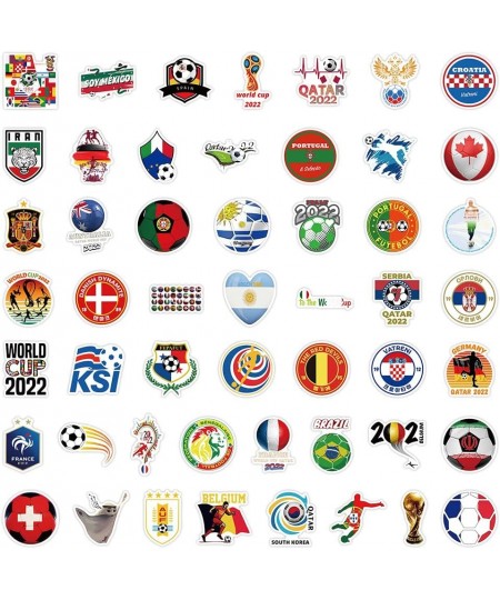 World Cup 2022 Football Stickers for Water Bottles Soccer Sports Stickers Pack for Kids Boys Waterproof Vinyl Decals for Lapt...