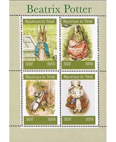 Chad - 2019 British Writer Beatrix Potter - 4 Stamp Sheet - 3B-695 $15.58 - Collectibles Display & Storage