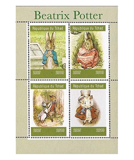 Chad - 2019 British Writer Beatrix Potter - 4 Stamp Sheet - 3B-695 $15.58 - Collectibles Display & Storage