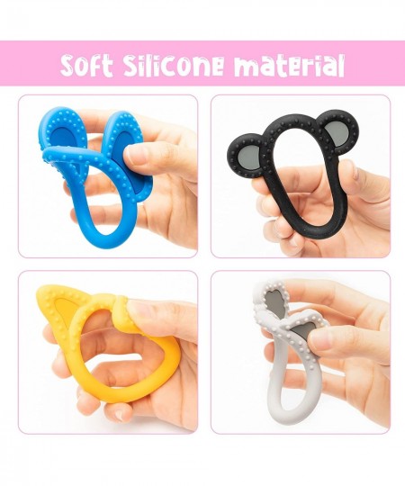 4Pcs Silicone Baby Teether Toy Elephant Dog Koala Monkey Shape Teeth Relief Toys Infants Teething Chewing Ring Sensory Oral C...