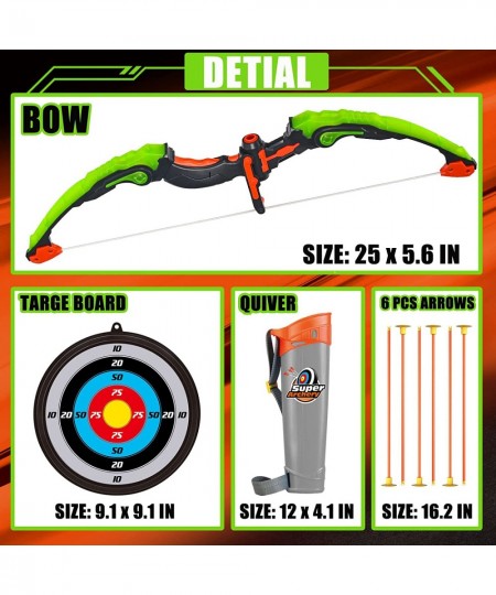 Bow and Arrow for Kids 8-12 Archery Play Set with Luminous Bow Toy Set with LED Light Includes 6 Suction Cup Arrows Target an...