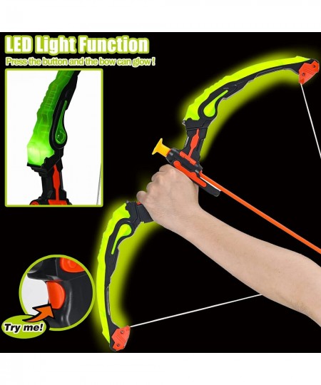 Bow and Arrow for Kids 8-12 Archery Play Set with Luminous Bow Toy Set with LED Light Includes 6 Suction Cup Arrows Target an...