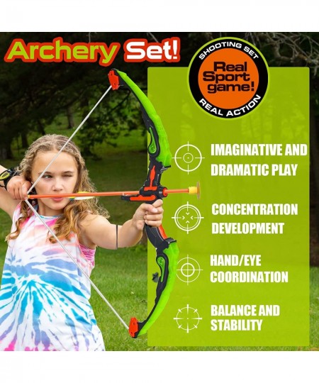 Bow and Arrow for Kids 8-12 Archery Play Set with Luminous Bow Toy Set with LED Light Includes 6 Suction Cup Arrows Target an...