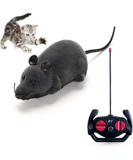 Giveme5 Remote Control Fake Rat Realistic Mouse Cat Toy Mice RC Toy Cat Mice Animal Interactive Toy Figures Cat Running Wheel...