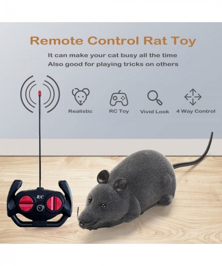 Giveme5 Remote Control Fake Rat Realistic Mouse Cat Toy Mice RC Toy Cat Mice Animal Interactive Toy Figures Cat Running Wheel...