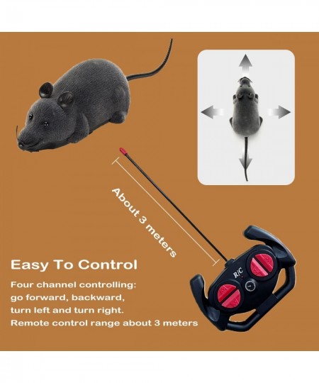 Giveme5 Remote Control Fake Rat Realistic Mouse Cat Toy Mice RC Toy Cat Mice Animal Interactive Toy Figures Cat Running Wheel...