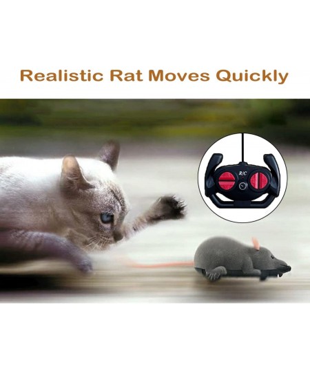 Giveme5 Remote Control Fake Rat Realistic Mouse Cat Toy Mice RC Toy Cat Mice Animal Interactive Toy Figures Cat Running Wheel...