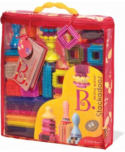 B. toys - Building Blocks for Kids – 68 Blocks in a Storage Pouch – STEM Toys – Soft & Interlocking – Bristle Block Stackadoo...