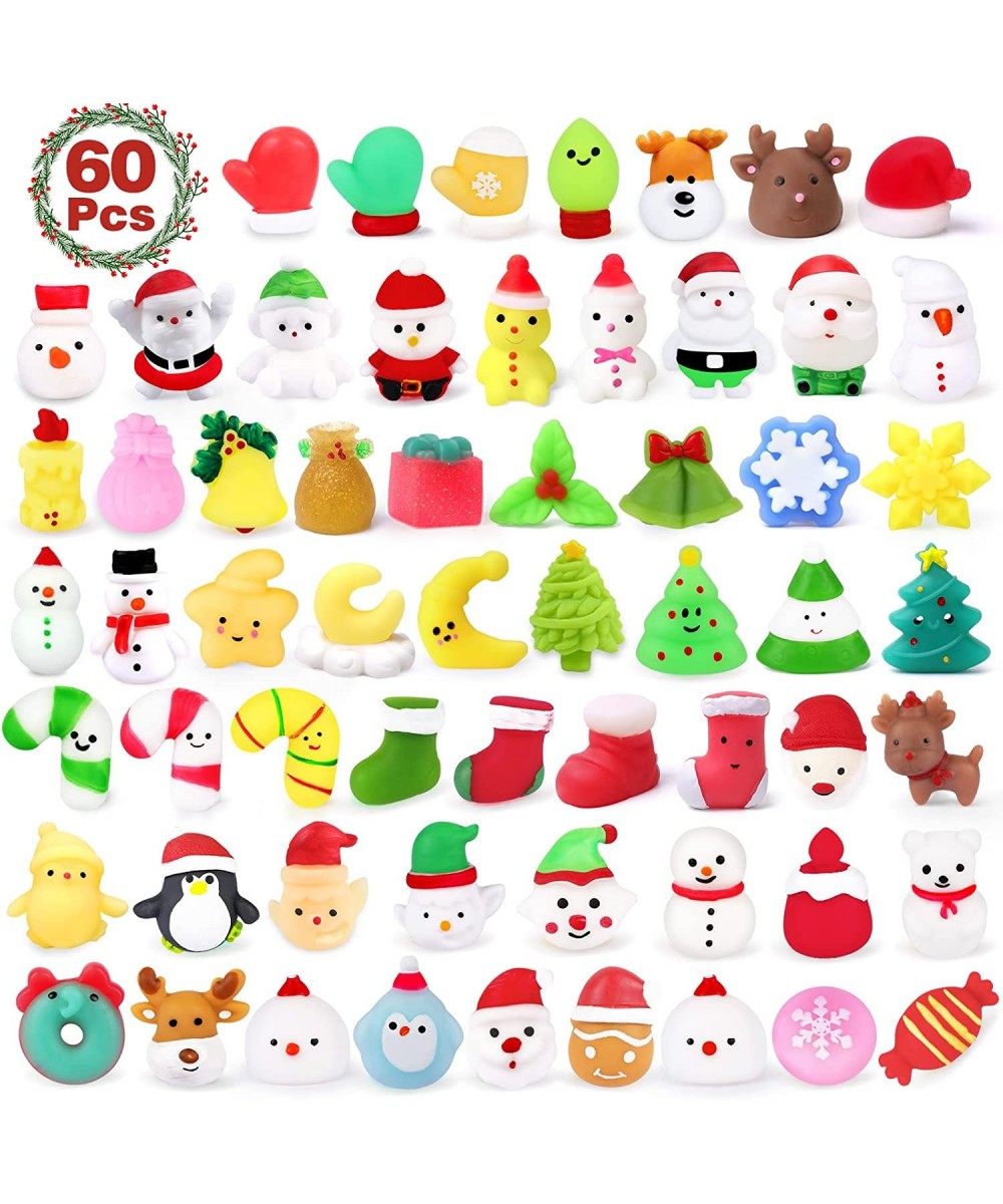 Christmas Squishies 60PCS Mochi Squishy Toys Christmas Party Favors for Kids Kawaii Mochi Squishies Christmas Decoration Anim...