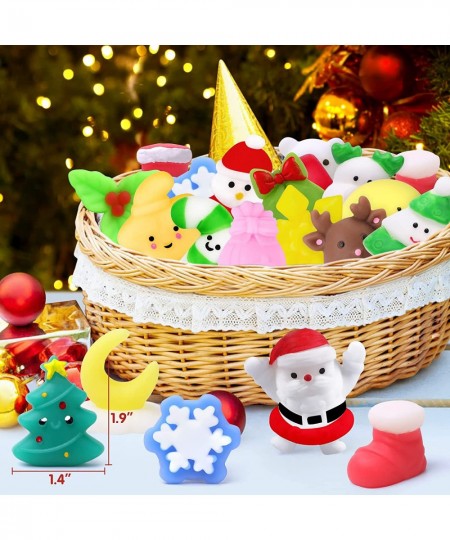 Christmas Squishies 60PCS Mochi Squishy Toys Christmas Party Favors for Kids Kawaii Mochi Squishies Christmas Decoration Anim...