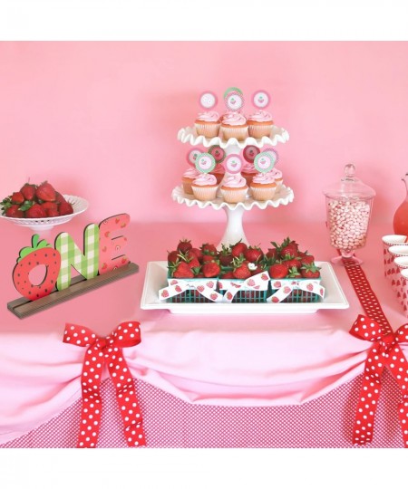 Strawberry One Letter Sign Table Centerpieces Berry Sweet One Birthday Party Decorations for Baby Girls Summer Fruit Strawber...