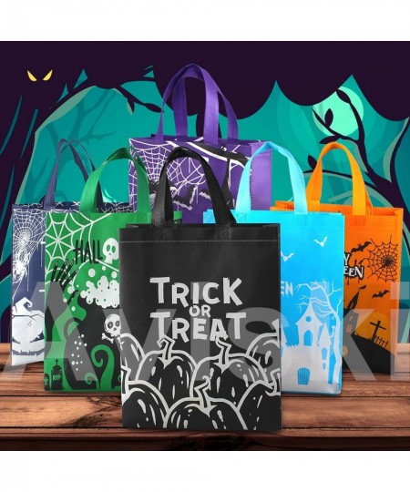 6PCS Halloween Trick or Treat Bags Halloween Tote Bags with Handles Large Gift Bags Multifunctional Non-Woven Halloween Bags ...