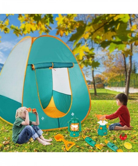 Kids Camping Set 33 PCS Pop Up Play Tent with Kids Camping Gear Toys Indoor and Outdoor Camping Tools Pretend Play Set for To...