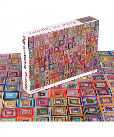 Puzzle-Retro Art Squares-1000 Pieces Creative Colorful Squares Hard Puzzle Color Challenge Jigsaw Puzzle $25.96 - Jigsaw Puzzles