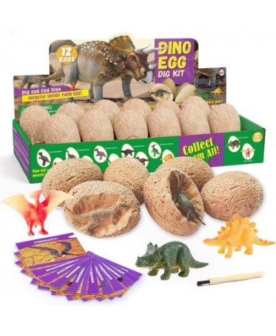 Dinosaur Eggs Dig Kit Discover 12 Unique Dino Fossil Eggs Novelty Excavation Toys for Kids Archaeology Paleontology Easter Eg...