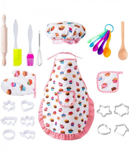 24pcs Kids Chef Set Cooking and Baking Toys Set for Kitchen Role Play Game Dress up Pretend Play Toys with Apron Chef Hat Coo...