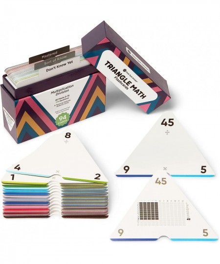 Triangle Multiplication & Division Flash Cards Set (376 Math Equations) All Facts 0-12 - Color Coded for Kids in 3RD 4TH 5TH ...