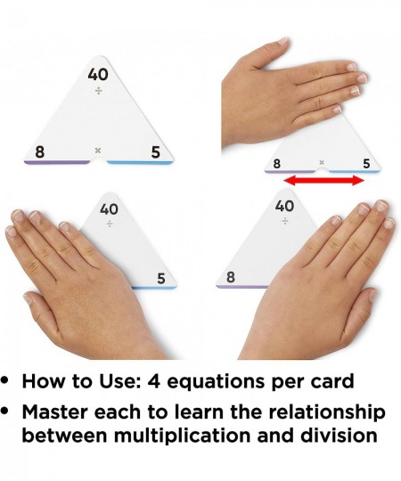 Triangle Multiplication & Division Flash Cards Set (376 Math Equations) All Facts 0-12 - Color Coded for Kids in 3RD 4TH 5TH ...