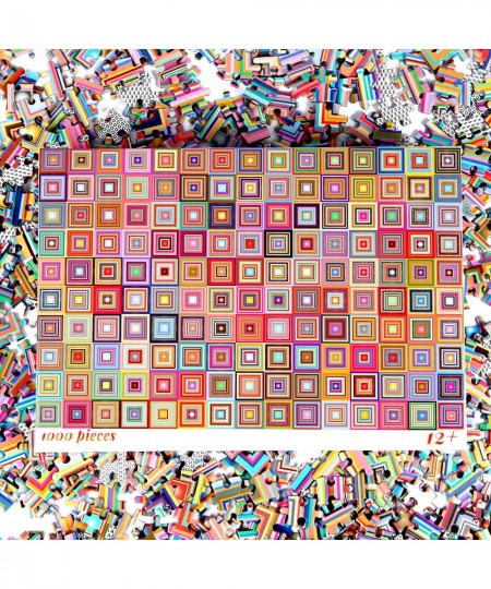 Puzzle-Retro Art Squares-1000 Pieces Creative Colorful Squares Hard Puzzle Color Challenge Jigsaw Puzzle $25.96 - Jigsaw Puzzles