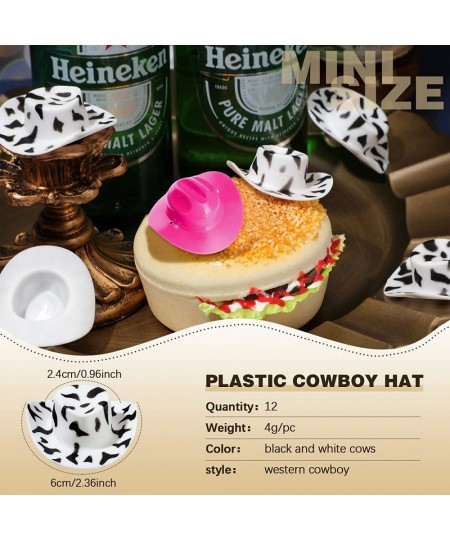 20 Pieces Mini Western Cowboy Cowgirl Hat Cow Print Plastic Miniature Doll for Theme Wild West Party Crafts Dollhouse Decorat...