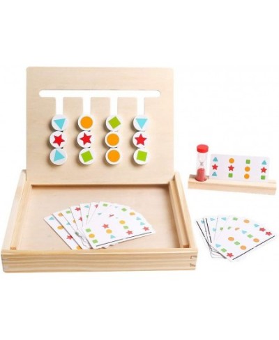 Preschool Learning Toys Slide Puzzle Color & Shape Matching Brain Teasers Logic Game Montessori Educational Wooden Toys for A...