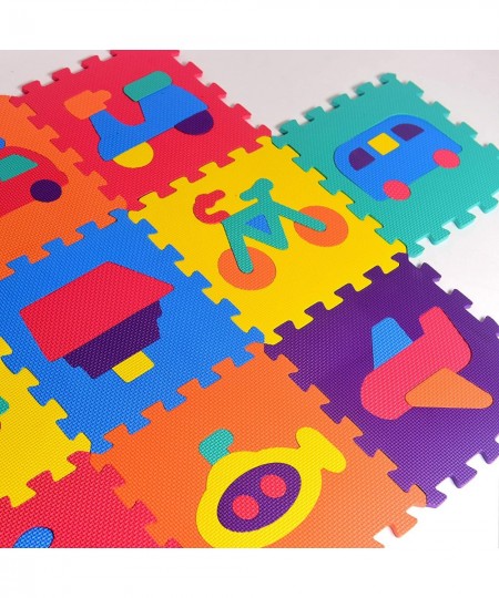 Vehicle Rubber EVA Foam Puzzle Play Mat Floor. 10 Interlocking playmat Tiles (Tile:12X12 Inch/9 Sq.feet Coverage). Ideal for ...