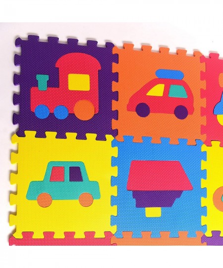 Vehicle Rubber EVA Foam Puzzle Play Mat Floor. 10 Interlocking playmat Tiles (Tile:12X12 Inch/9 Sq.feet Coverage). Ideal for ...