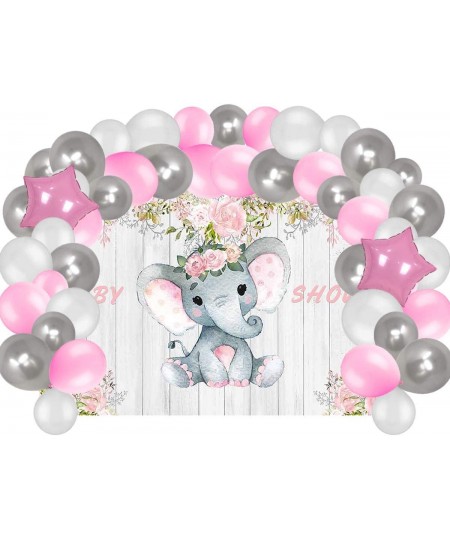 Baby Shower Supplies Decorations For Girl Elephant Backdrop And Balloons Kit For Girls Photo Background (No Banner Cake Toppe...