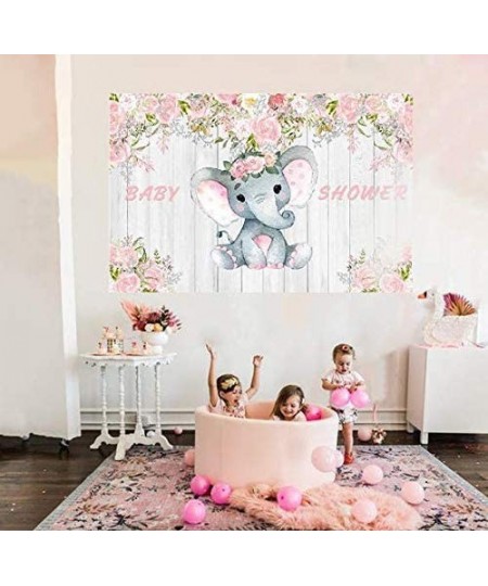 Baby Shower Supplies Decorations For Girl Elephant Backdrop And Balloons Kit For Girls Photo Background (No Banner Cake Toppe...