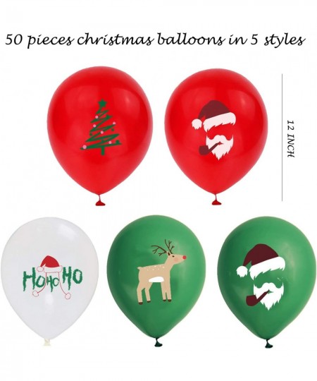 50 Pieces Christmas Latex Balloons 12 Inch Red Green White Balloons for Christmas Party Decorations School Classroom Game Kid...