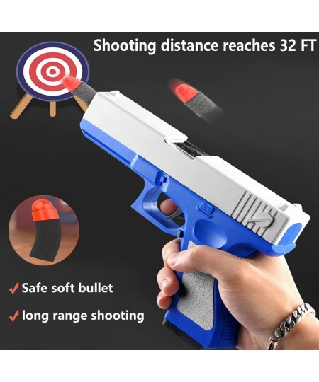 Toy Gun Air-Driven Soft Foam Bullets Safety Soft Bullet Toy Gun a Cool Toy Pistol. Great Gift for Boys and Girls (Blue Limite...