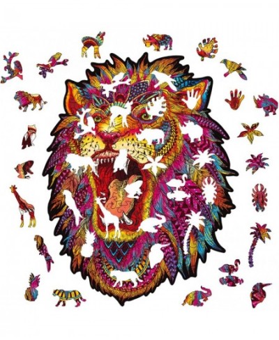 Lion Wooden Jigsaw Puzzles for Adults Unique Animal Shape Jigsaw Puzzle Vivid Colors Jigsaw Puzzles Best Gift for Adults Chal...