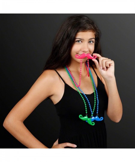 Mustache on Mardi Gras Beads Necklace in Assorted Colors (Non-Light Up) (Set of 12) $26.18 - Kids' Dress-Up Accessories