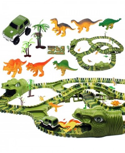 Dinosaur Toys Race Track 280 pcs Flexible Track Playset Dinosaur Theme World Race Toy with Race Car for Toddlers Kids Boys Ag...