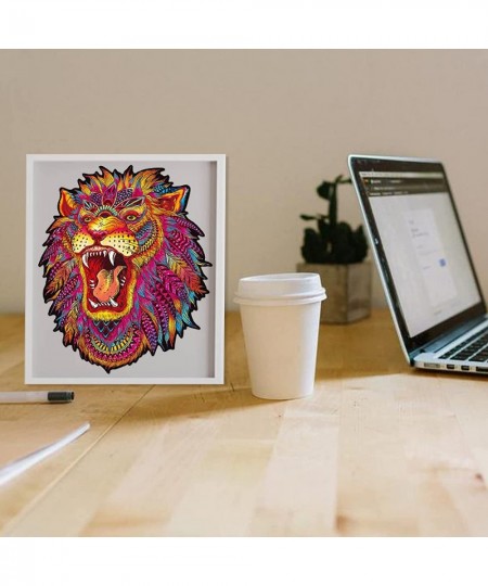 Lion Wooden Jigsaw Puzzles for Adults Unique Animal Shape Jigsaw Puzzle Vivid Colors Jigsaw Puzzles Best Gift for Adults Chal...