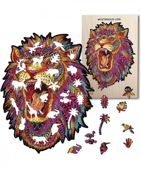 Lion Wooden Jigsaw Puzzles for Adults Unique Animal Shape Jigsaw Puzzle Vivid Colors Jigsaw Puzzles Best Gift for Adults Chal...