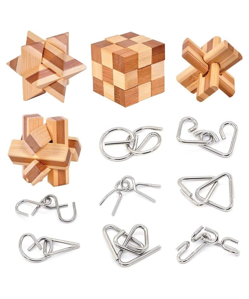 Bamboo 3D Puzzle Metal Brain Teasers Puzzles Mind Game Toys Set for Teens and Adults Pack of 12pcs $41.97 - Brain Teaser Puzzles